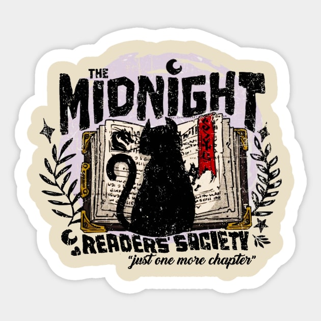 The midnight readers society Just one more chapter Sticker by drreamweaverx